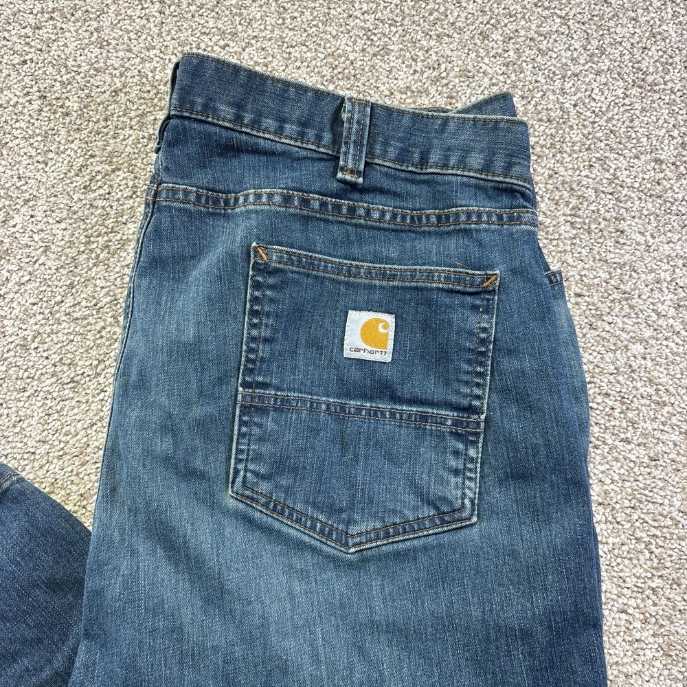 Carhartt Relaxed Fit Jeans Mens 40x32 Blue Medium Wash Straight Denim Workwear - Picture 3 of 10